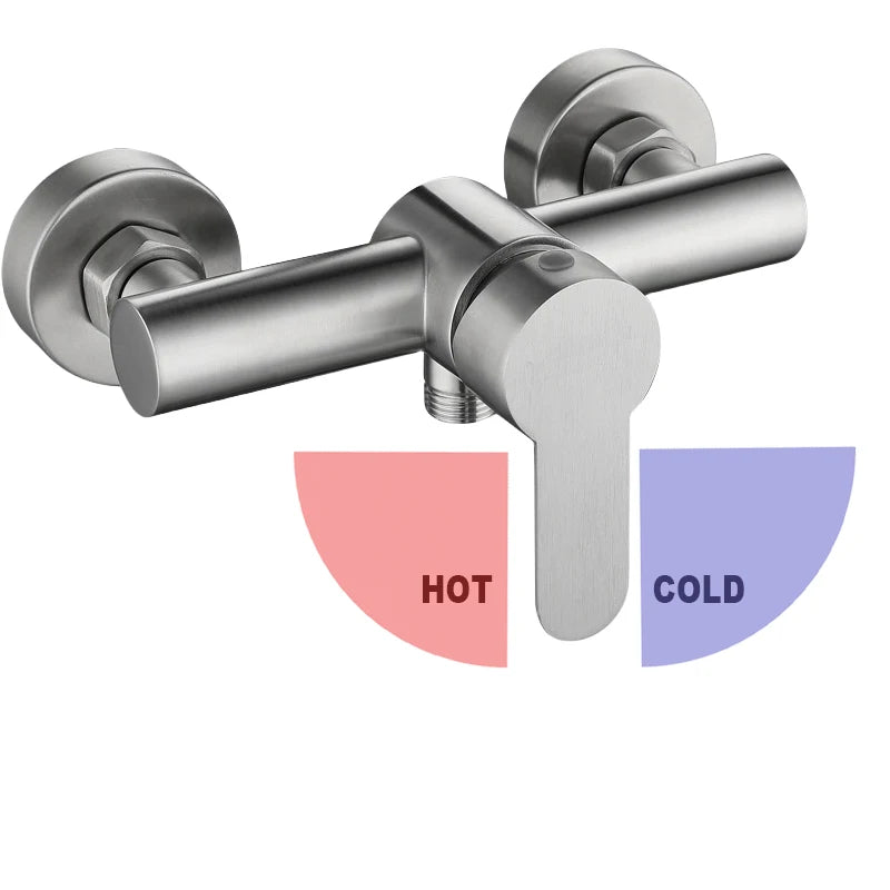 SUS304 stainless steel bathroom shower faucet wall-mounted shower cylinder faucet hot and cold water control valve switch faucet