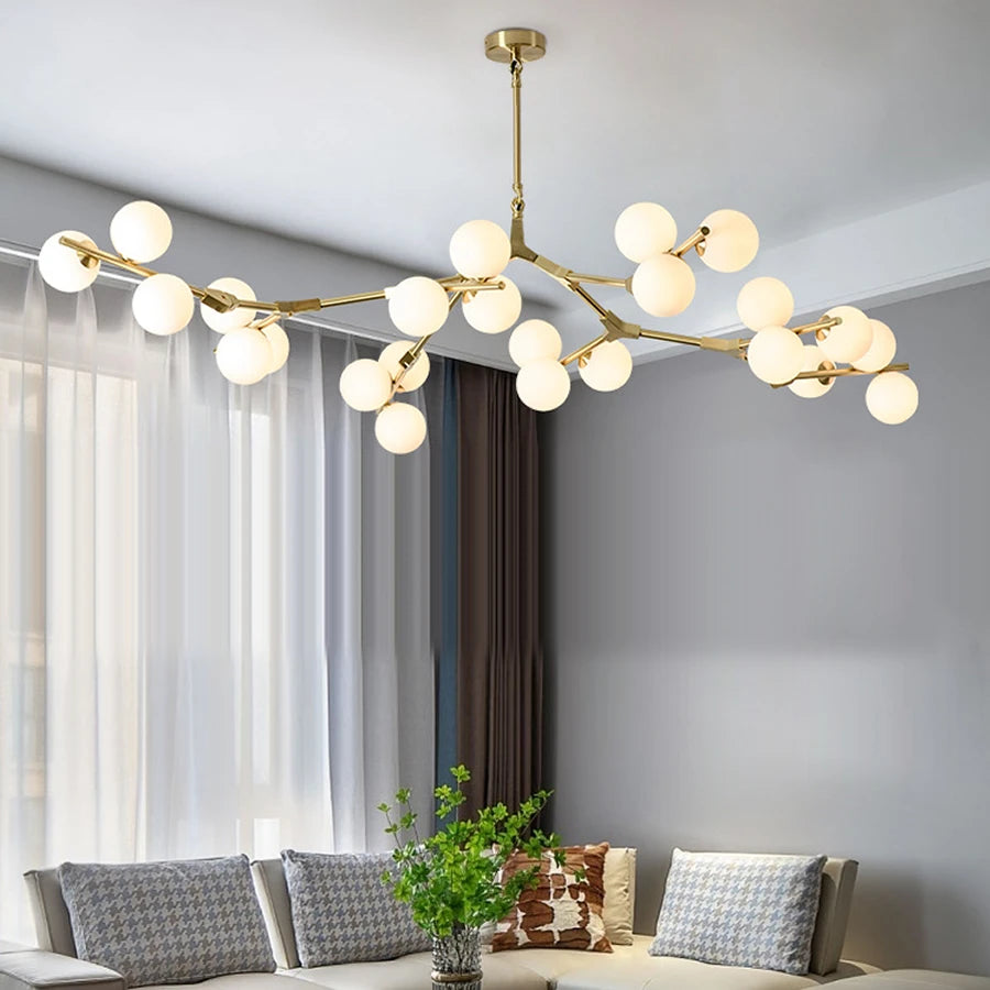 Modern Tree Branches LED Chandelier Glass Balls Chandeliers Molecular Living Decoration Dining Bedroom Pendant Lighting Fixtures