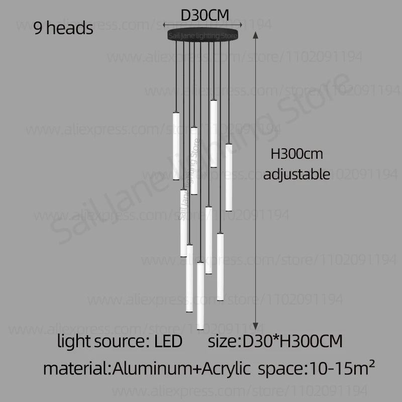 LED Long Line Chandelier Modern Staircase Lamp Hanging Ceiling Lamp Compound Living Room Home Decoration Lighting Pendant Lamp
