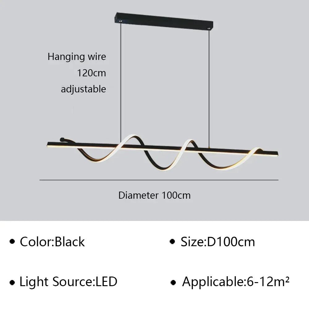 Modern Linear and LED Rope Pendant Lamp
