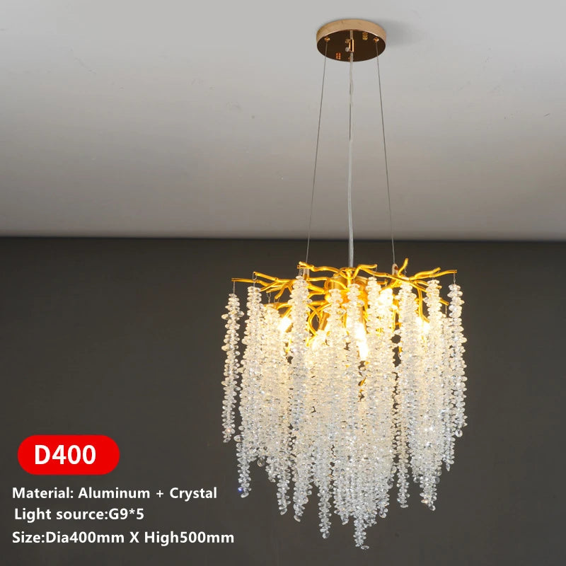 Nordic Crystal Tassel Chandelier for Living Room Hall Restaurant Decoration Luxury Ceiling Pendant Lights Indoor Lighting