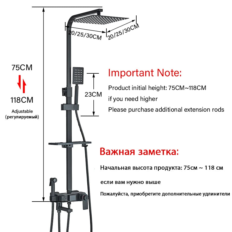 Black Smart Thermostatic Shower Faucet Set Bathroom Intelligent Rainfall Digital Mixer Tap With Rack and Bidet Bath System