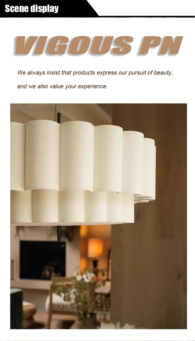 Folia Fabric Pendant lamp Bohemia Large Linen Lamp Wabi Sabi Living Dining room Bedroom lamp B&B Decoration Lounge room Lamp