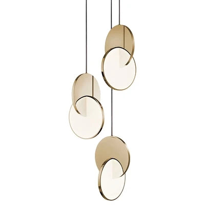 Acrylic Stainless steel mirror round LED Pendant Light artistical Simple design Cross shape pendant lamp Indoor decoration light