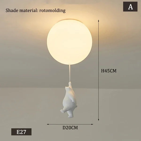 Designer Polar Bear Cartoon Pendant Chandelier for Kid Children Kindergarten Living Room Environment-friendly Resin LED Lamp