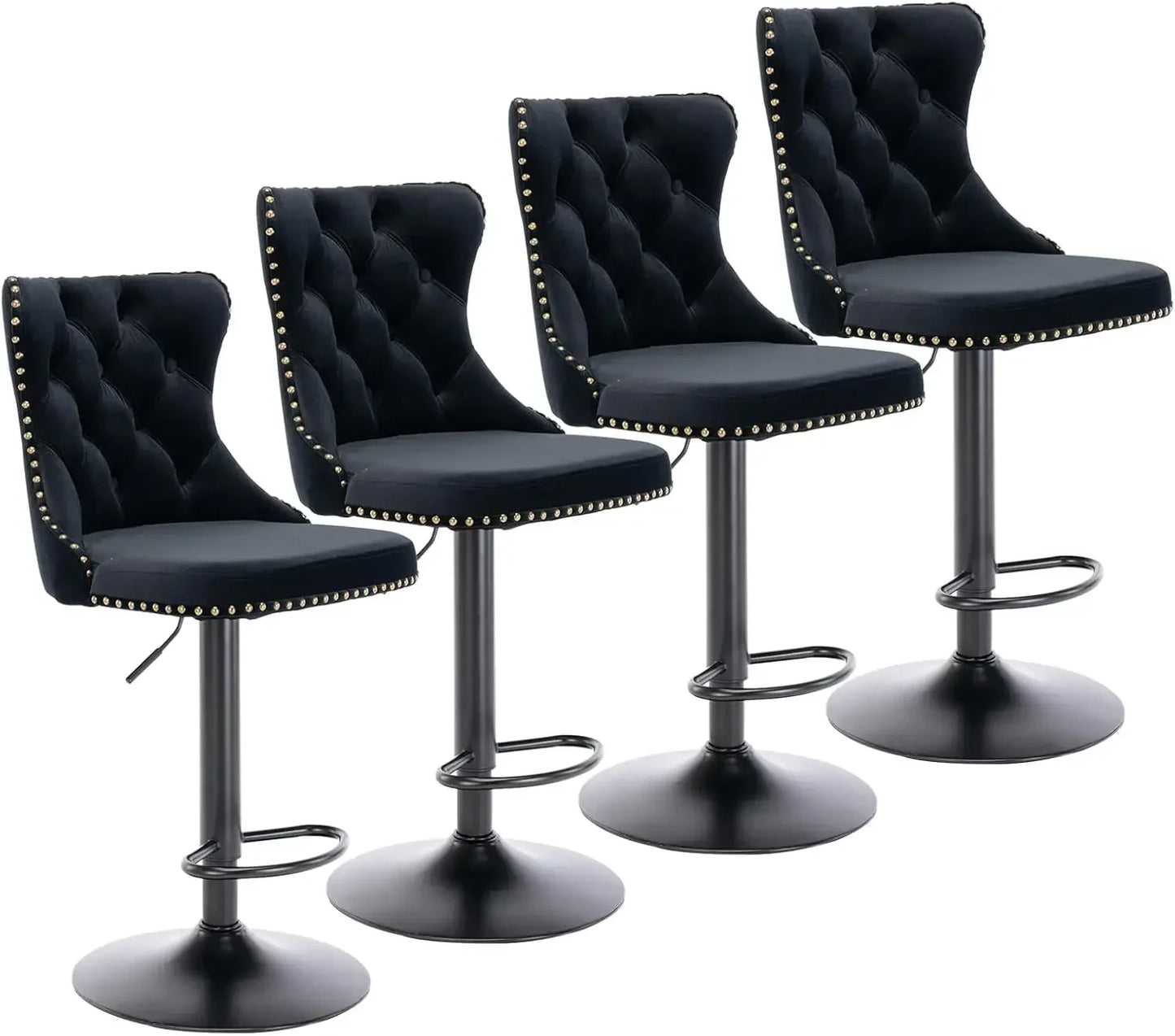 Velvet Button Tufted Stools Counter Height Bar Stools Set of 4