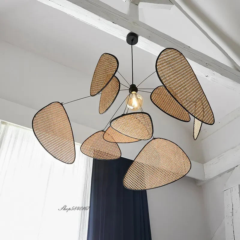New Chinese Style Pendant Lights Black Rattan Suspension Luminaire for Restaurant Dining Room Home Decor Designer Light Fixtures