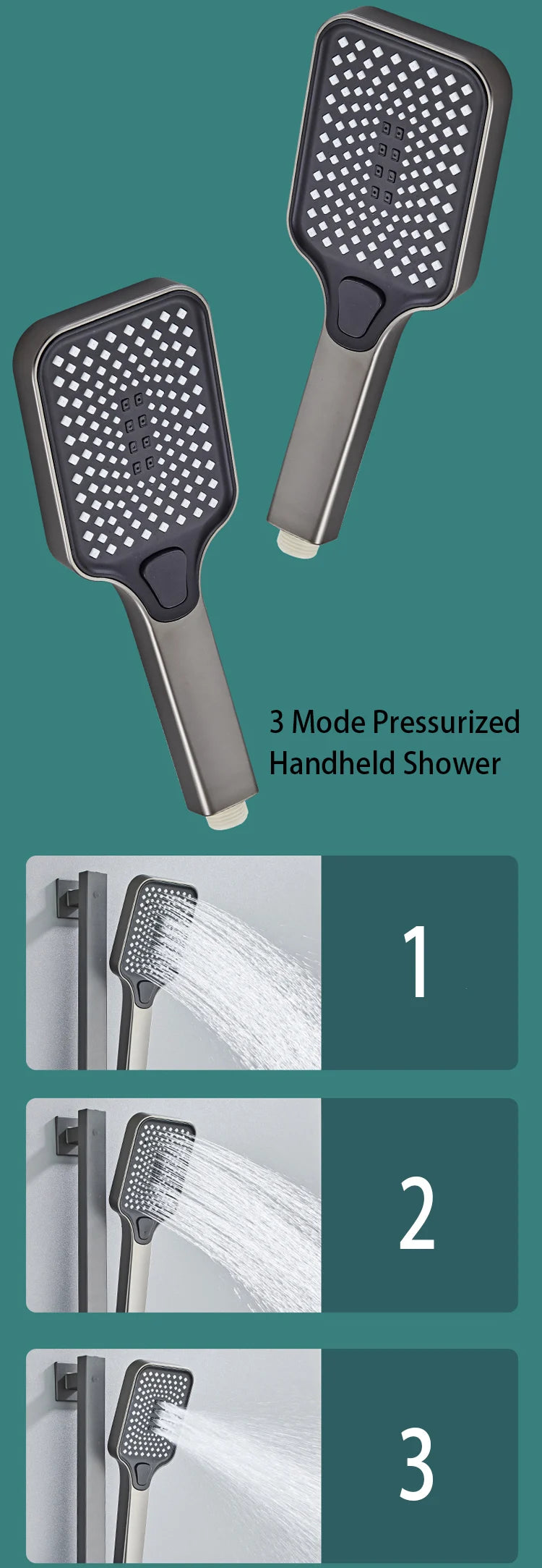 White Grey Deluxe Shower System Set Bathroom Rain Pressurized Shower Faucet Set Brass LED Digital Bathtub Shower Faucet Full Set