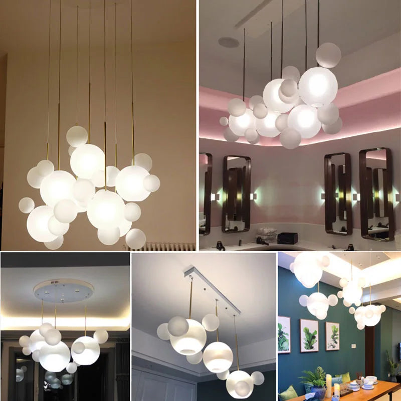 Modern Art Deco Glass Bubble Chandelier Customized Living room Droplight for Children Dining room Bar Indoor Decor Light Fixture