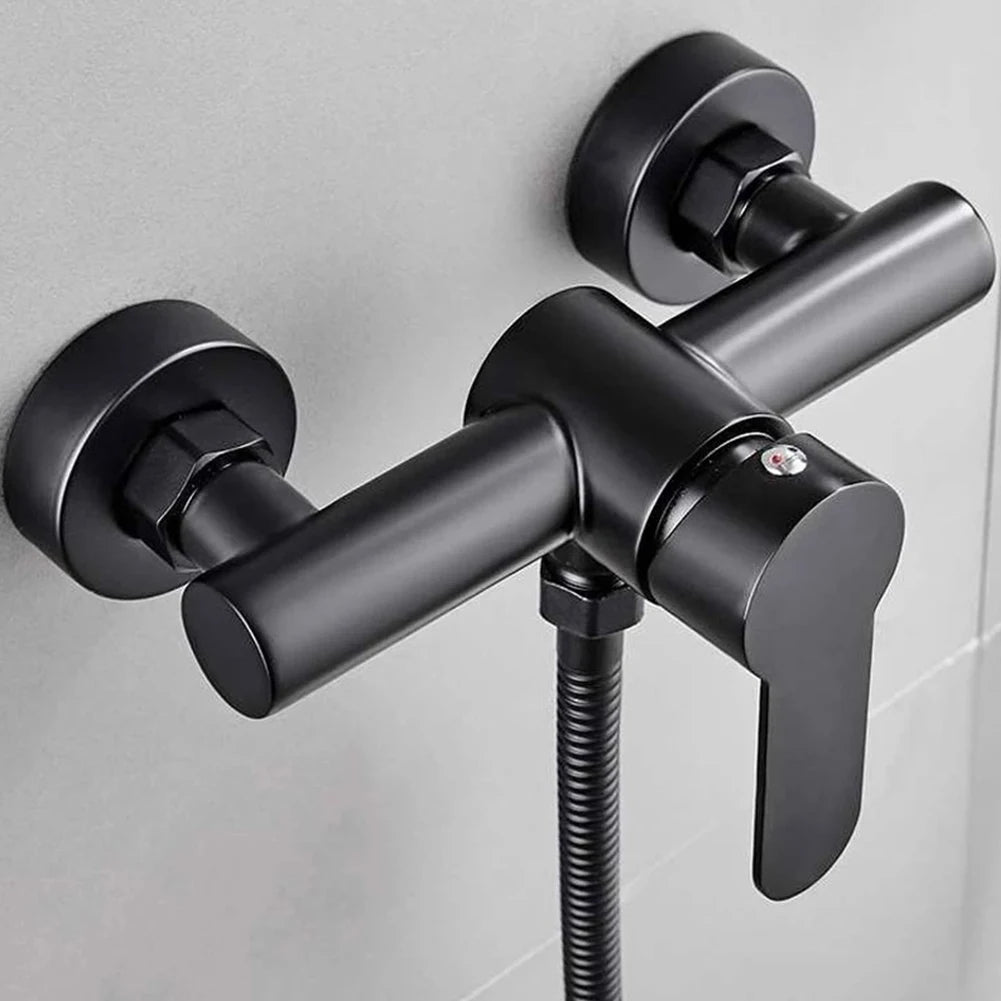 Bathroom Shower Faucet Triple Bathtub Faucet Black Wall Mounted Stainless Steel Hot And Cold Water Mixer Valve Nozzle Tap