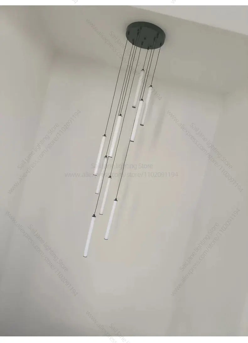 LED Long Line Chandelier Modern Staircase Lamp Hanging Ceiling Lamp Compound Living Room Home Decoration Lighting Pendant Lamp