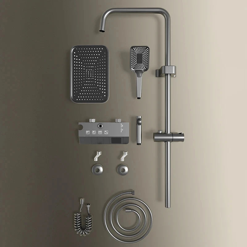Piano key shower system bathroom shower set gun ash bathtub hot and cold shower faucet LED digital copper faucet shower set