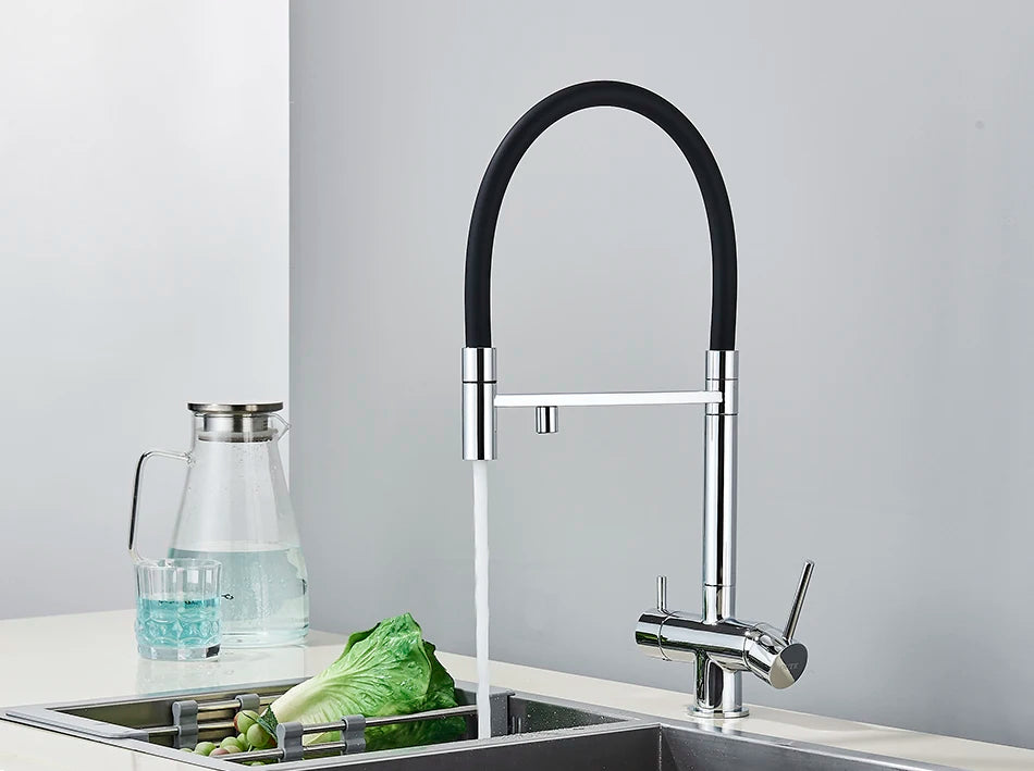 Kitchen Water Filter Faucet Dual Spout Pure Drinking Water Mixer Tap Rotation Water Purification Feature Taps Kitchen Crane