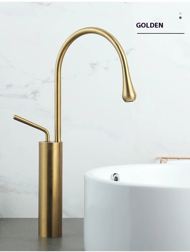 Modern Bathroom Faucet High Arc Single Handle Sink Faucet Brass Washbasin Hot and Cold Water Faucet with Hose Accessories