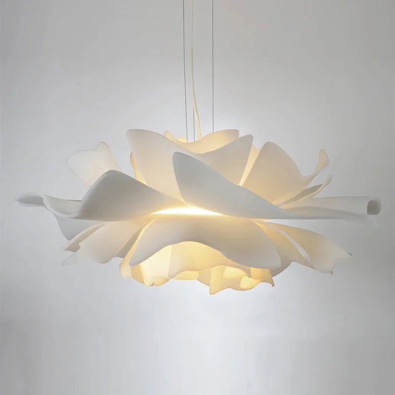 Postmodern Designer Pendant Light White Flower LED Hanging Lamp for Bedroom Restaurant Bar Store Lighting Indoor Petal Decor