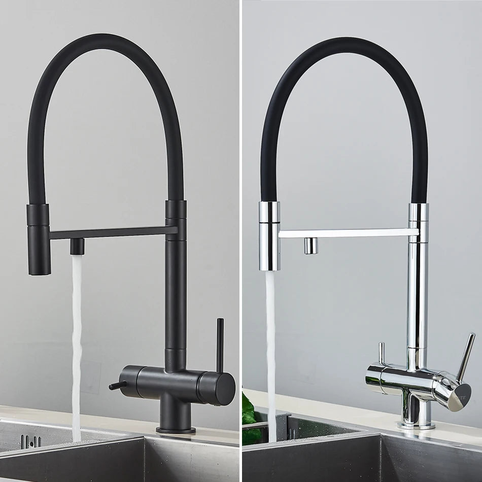 Kitchen Water Filter Faucet Dual Spout Pure Drinking Water Mixer Tap Rotation Water Purification Feature Taps Kitchen Crane