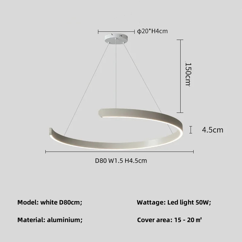 Modern Minimalist Semicircular Ring Led Chandelier For Lighting Living Dining Room Pendant Light Bedroom Hanging Lamp Luminarias