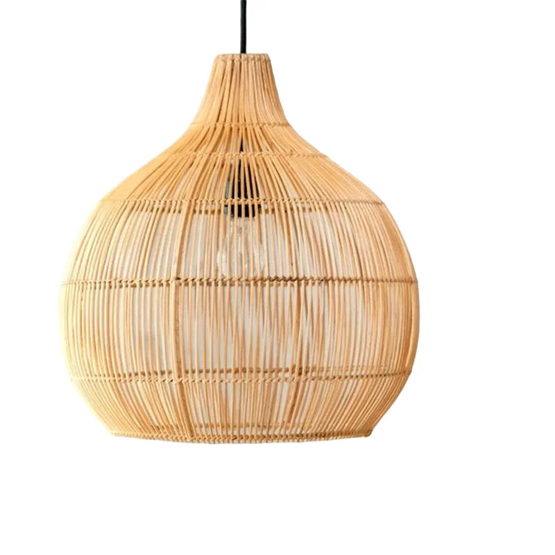 Japanese Handmade Rattan Woven Pendent Lamp Homestay Tea House Rural Retro Decorative Lighting Fixtures Creative Designer Art