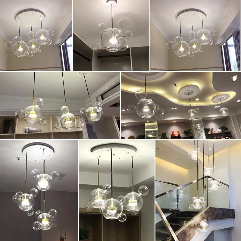 Modern Art Deco Glass Bubble Chandelier Customized Living room Droplight for Children Dining room Bar Indoor Decor Light Fixture