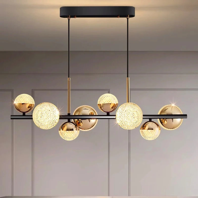Modern Gold and Black Linear Nordic Chandeliers
