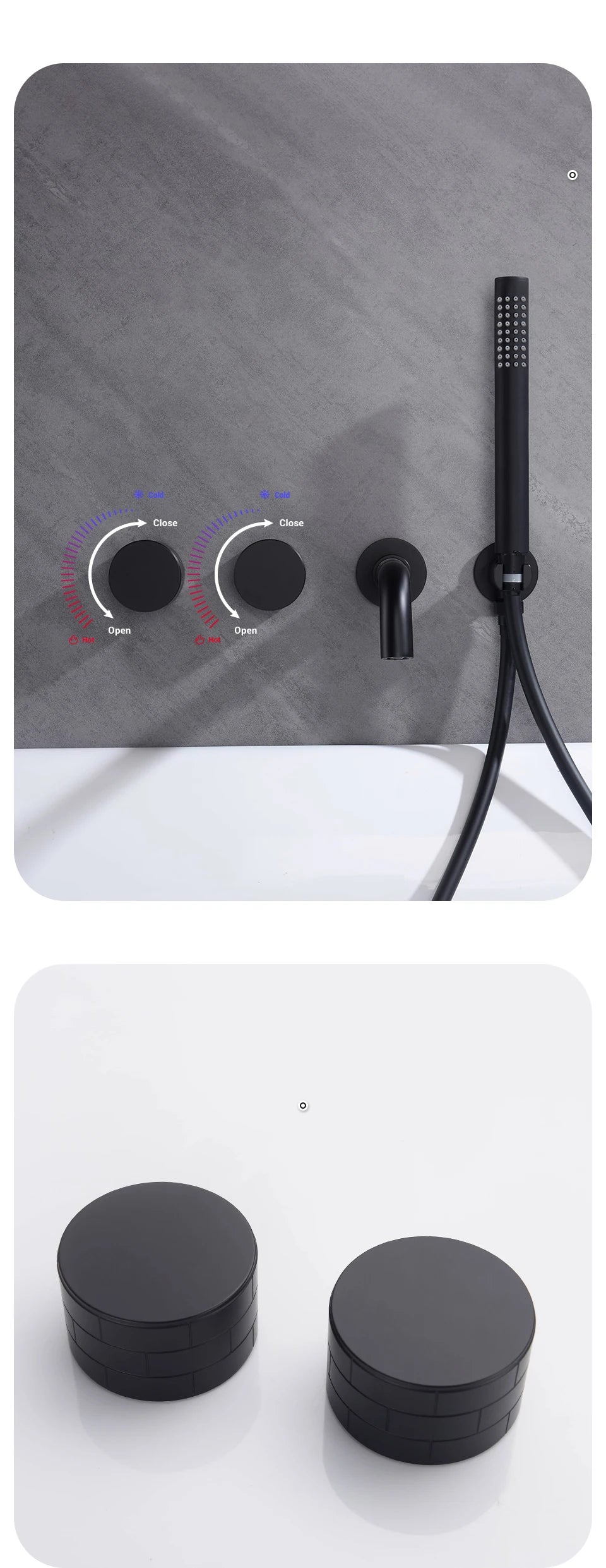 Bathroom Shower Faucet Set Black Mixer Valve Brushed Gold Solid Brass Hand Bath Tub Spout Two Ways Hot Cold Mixing Kit White