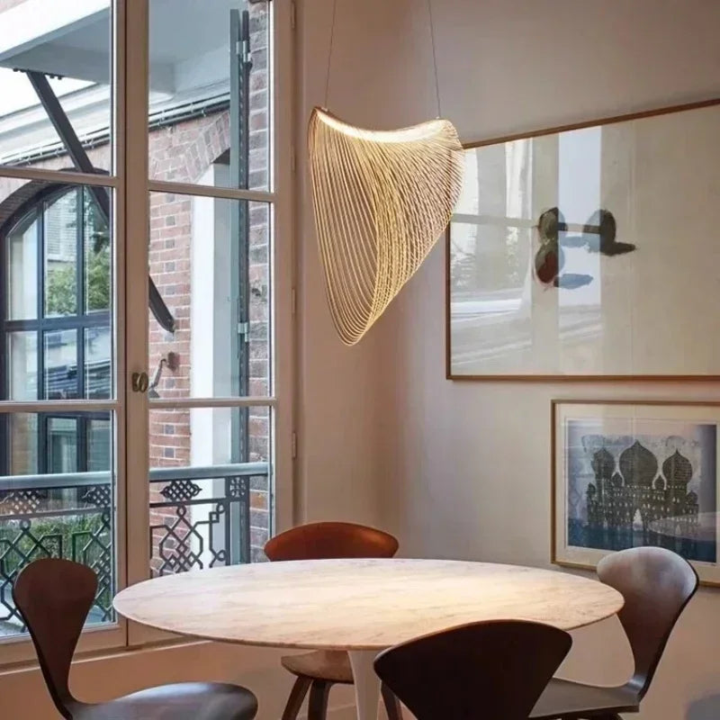 Italian Creative Minimalist Straw Hat Linear LED Pendant Lamps
