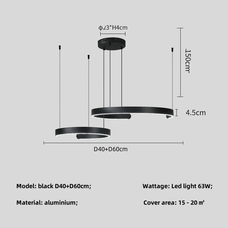 Modern Minimalist Semicircular Ring Led Chandelier For Lighting Living Dining Room Pendant Light Bedroom Hanging Lamp Luminarias