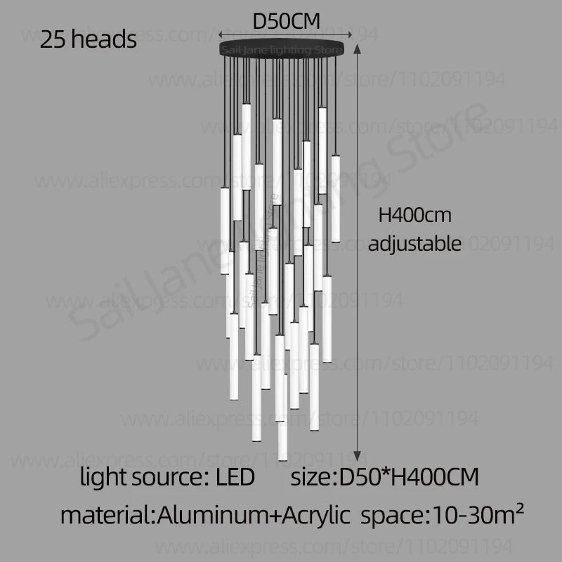 LED Long Line Chandelier Modern Staircase Lamp Hanging Ceiling Lamp Compound Living Room Home Decoration Lighting Pendant Lamp