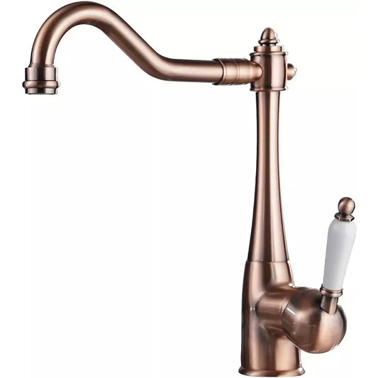 Kitchen Faucet Sink Swivel Single Hole Mixer Tap Copper