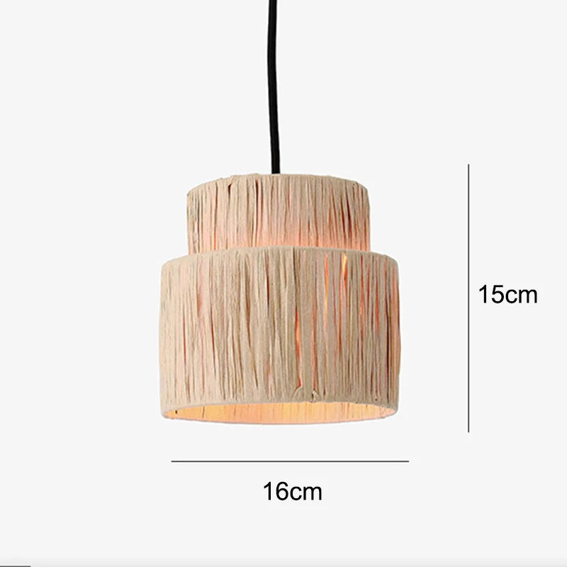 Japanese Style Homestay Pendant Light Living Room Hand-woven Chandeliers Vintage Straw Art Rattan Lamp Dining Room Bedroom Lamps