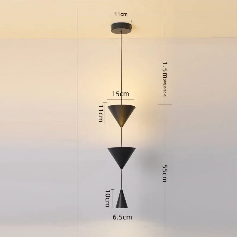 Hanging Lamp Decoration for Living Room US Plug Long Wire Design Led Pendant Lights Geometric Pendant Bedside Light Fixture