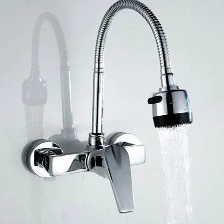 Brass Chrome Dual Taps for Kitchen Sink