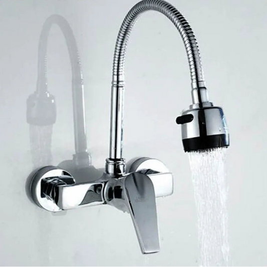 Brass Chrome Dual Taps for Kitchen Sink