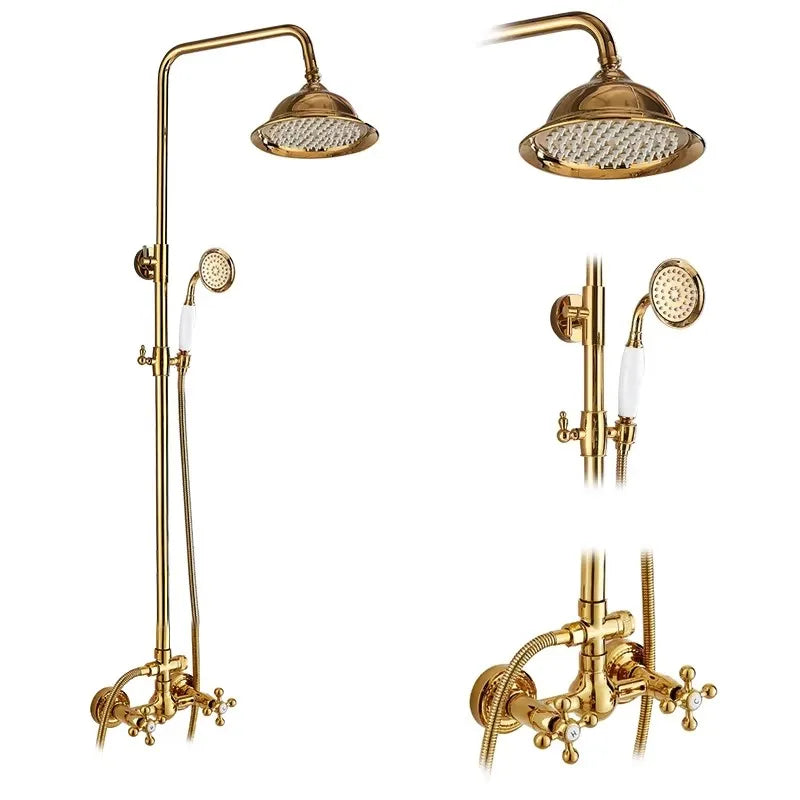 Europe discoun Concealed Shower Faucet Set Embedded Cartridge Faucet Rainfall Shower Head Rotate/Waterfall Bath Spout Mixer Tap