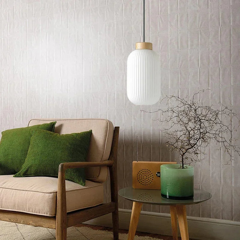 Japanese Wabi Sabi Style White Glass Lamp