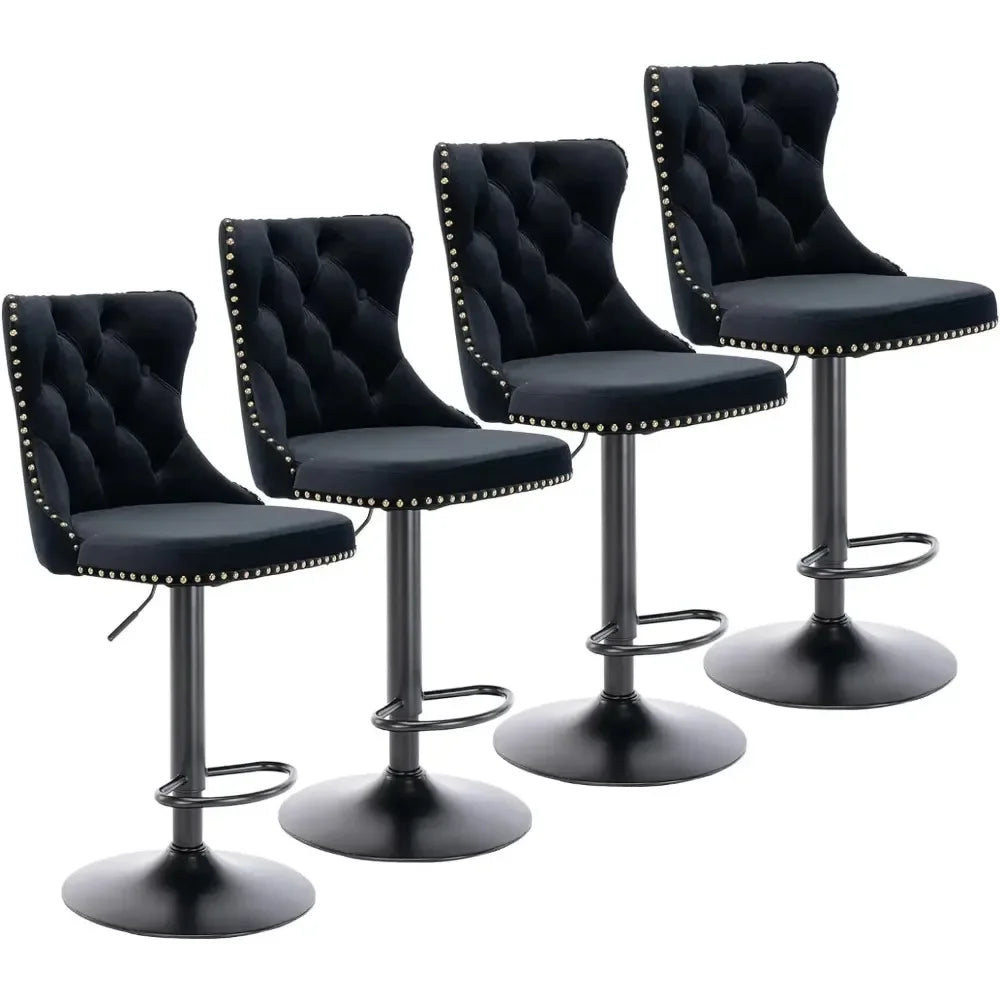 High Back Button Tufted Bar Stools Set of 4 Adjustable Counter Height