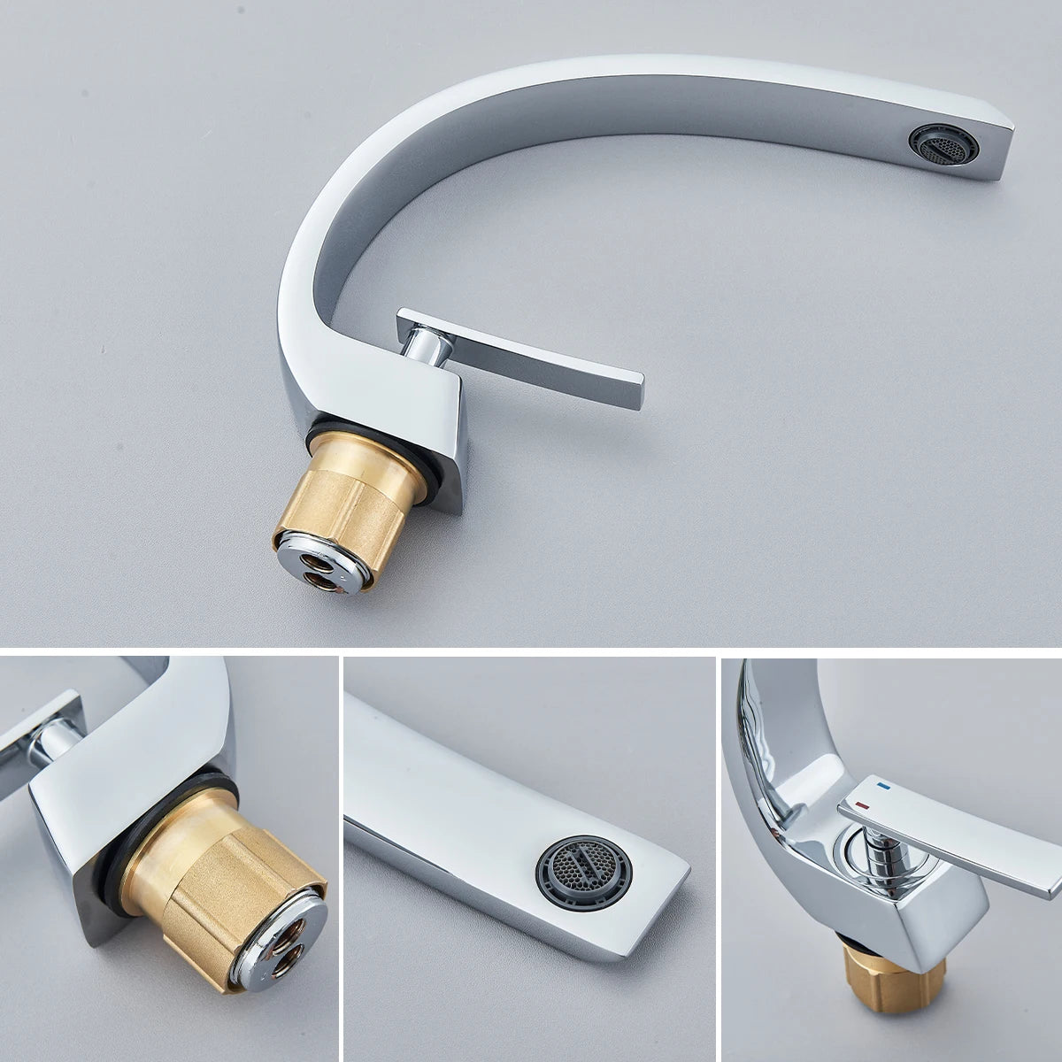 FMHJFISD Chrome Basin Faucet Stainless Steel Hot Cold Water Mixer Tap Single Handle Deck Mounted Washbasin Crane For Bathroom