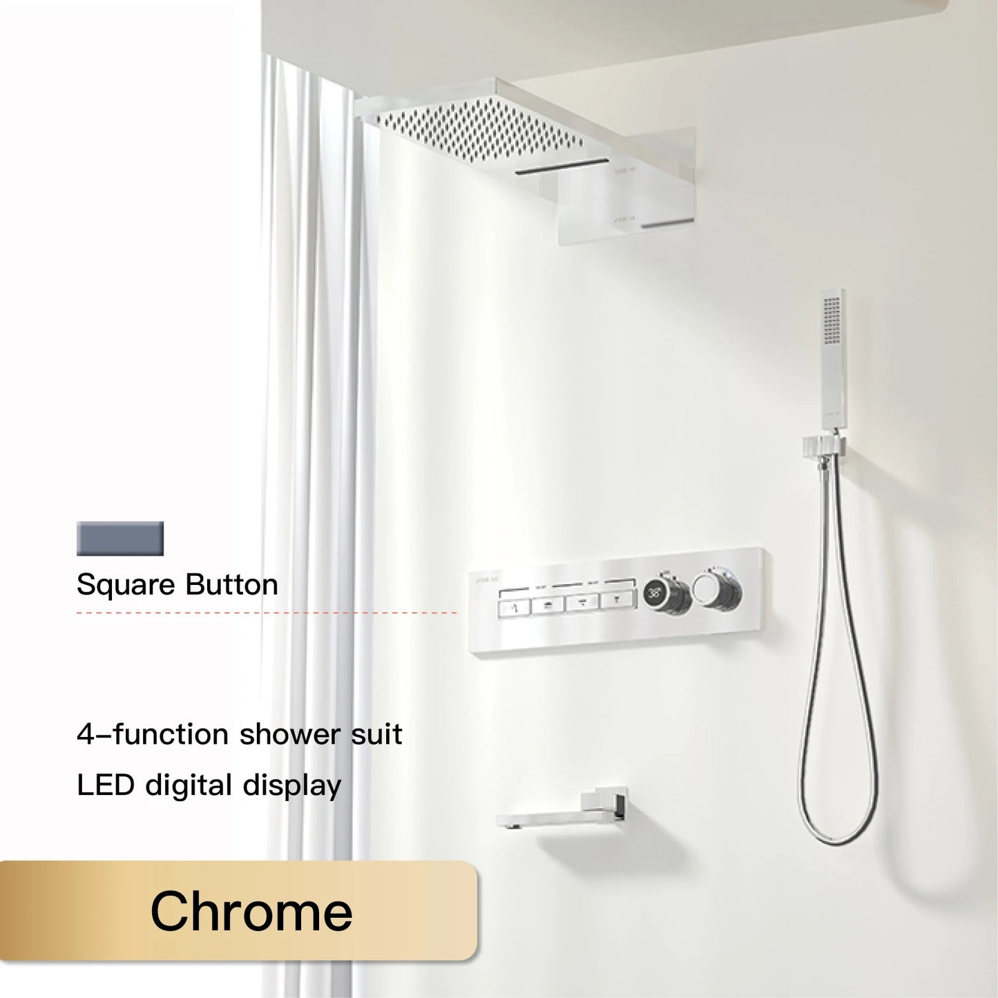 Luxury Black Brass Shower System LED Digital Display
