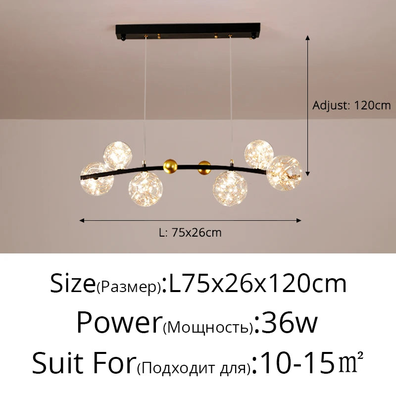 Nordic Clear Glass Ball Long LED Pendant Lamp