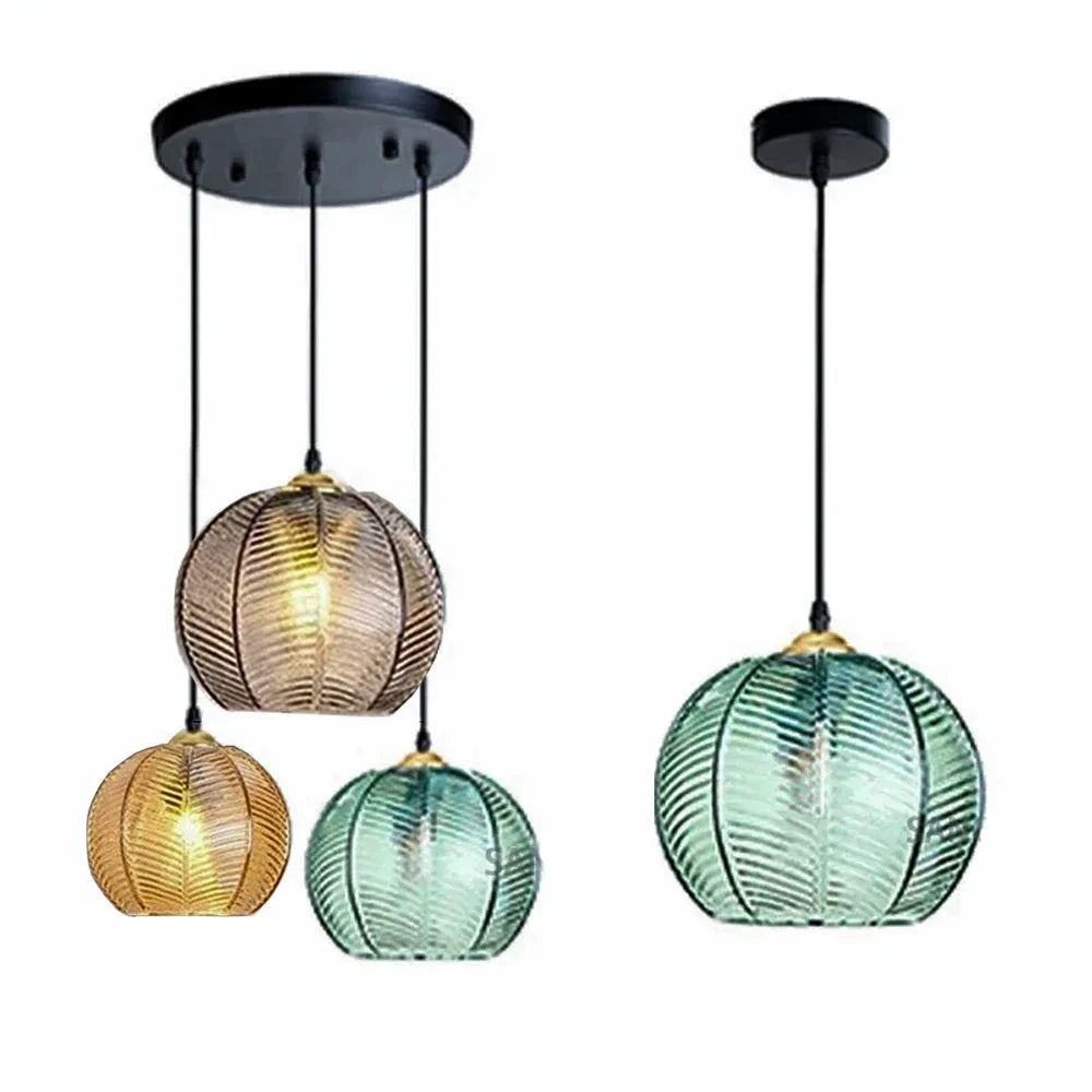 Nordic Modern Striped Glass Chandelier
