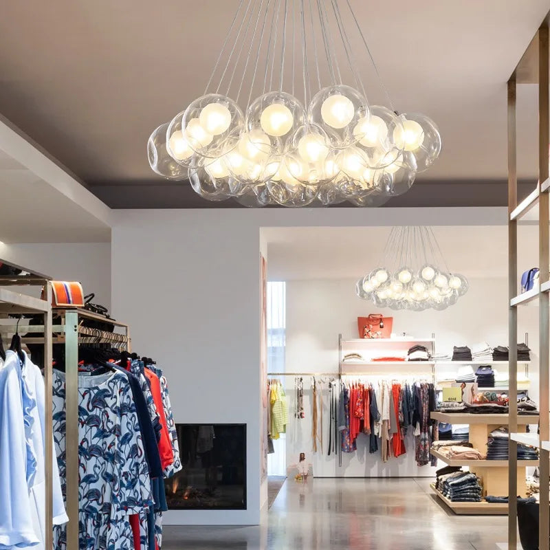 Glass Modern LED Ball Bubble Hanging Lamp