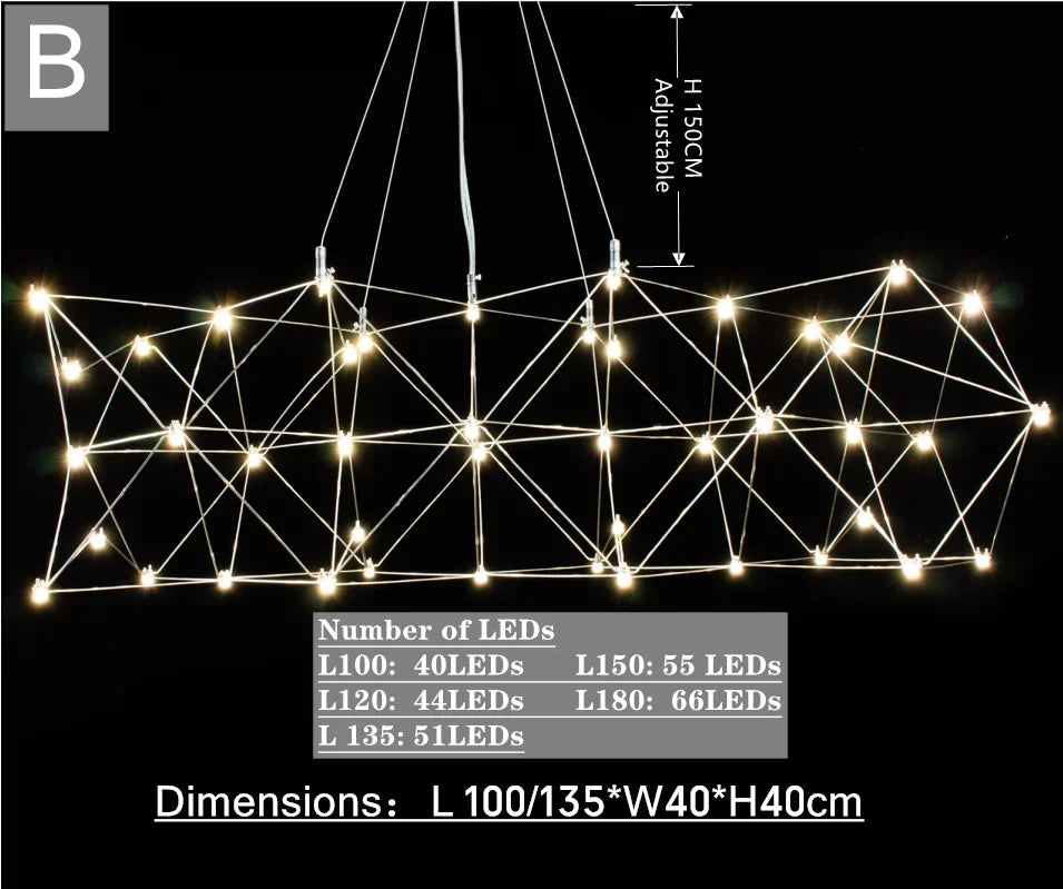 Restaurant pendant lamp stre lamp creative personality front desk bar dining hall led strip firefly display hall pendant lam
