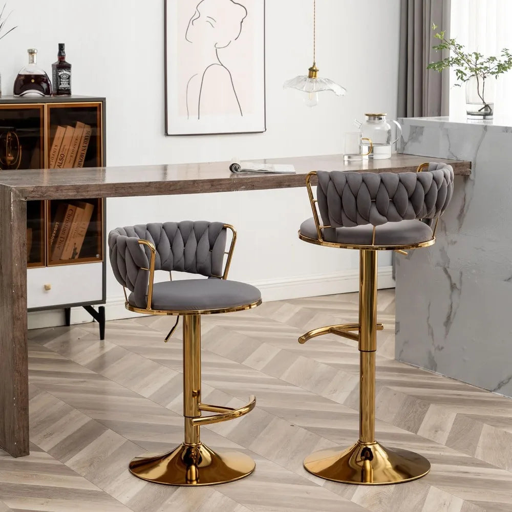 Velvet Low Back Bar Stools Set of 4 Counter Height Bar Stools