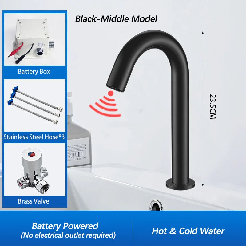 Black Automatic Touch Free Infrared Sensor Bathroom Basin Faucet.Touchless Tapware.Cold Hot Water Mixer Tap.Bathroom Sink Faucet