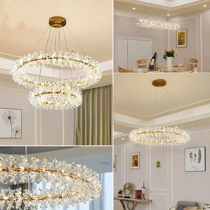 Modern lustre Flower Crystal Chandelier Nordic Luxury Hanging Lamp Indoor Lighting Home Decor For Living Room Bedroom Restaurant