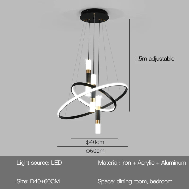 Modern Round LED Chandeliers for Living Room Dining Room Kitchen Island Luster Pendant Lights Fixture Home Decor Indoor Lighting