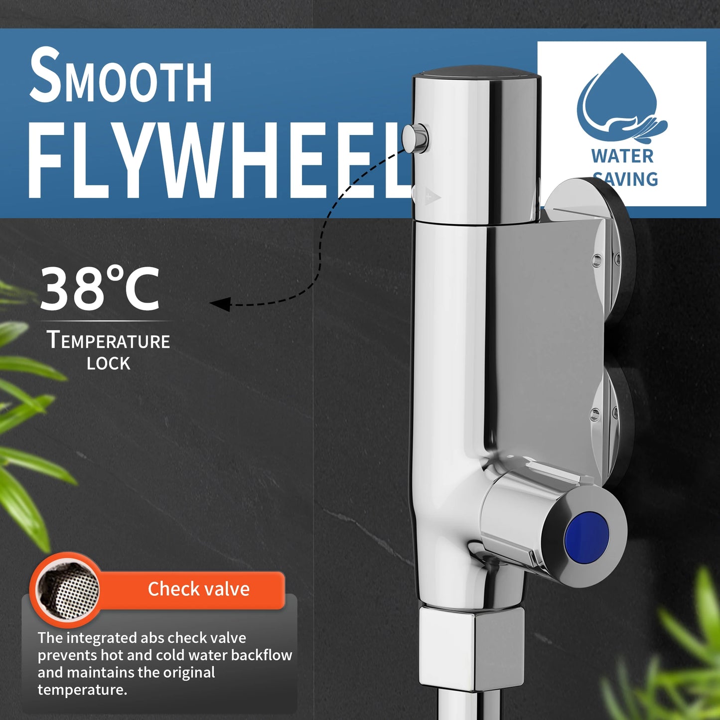 MORADO Thermostatic Caravans Shower Mixer Camper Van Yacht Mini Vertical Shower Mixer Chrome Brass Bath Shower Faucet Valve