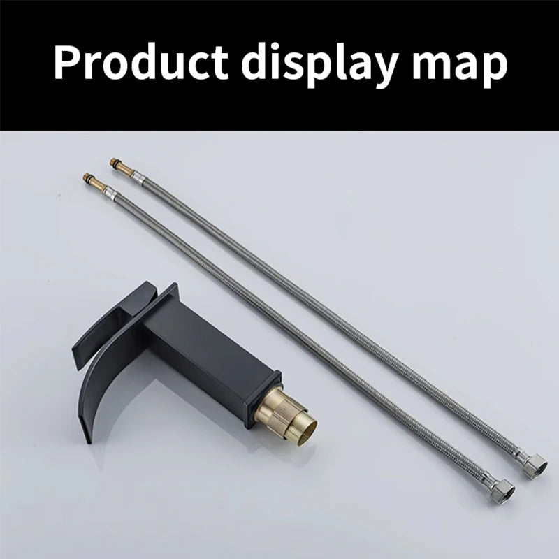 Basin Faucets Brass Silver Elegant Waterfall Bathroom Sink Faucet Single Lever Hole Deck Mount Big Square Spout Mixer Taps