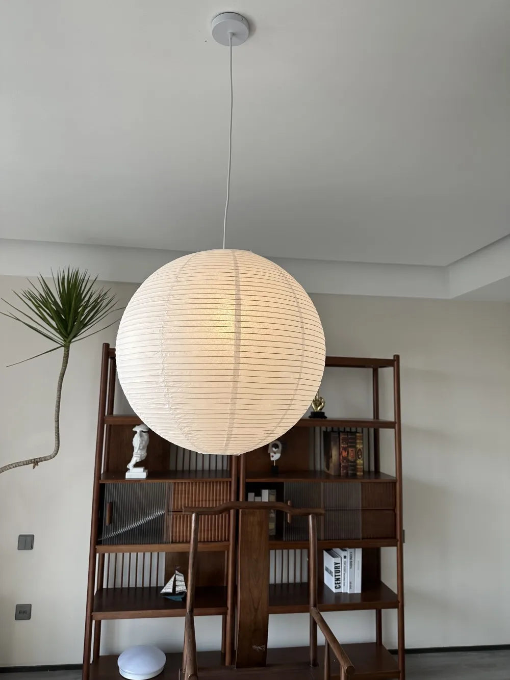 Nordic Wabi Sabi Wind Round Rice Paper Led Pendant Lights Living Dining Room Bedroom Loft Restaurant Bar Home Decor Chandelier