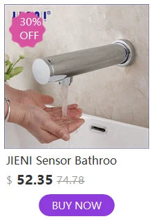 JIENI Black Chrome Lavatory Bathroom Faucet Wall Mount Sensor Faucet Automatic Free Touch Sensor Bathroom Sink Mixer Tap Faucet